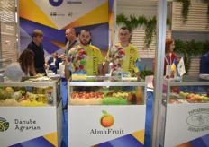 On the left is Alex Nalekrishvili, export and import manager of Ukrainian apple trader Alma Fruit.